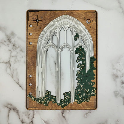 A5 Size - Ruins at Night Wooden Notebook