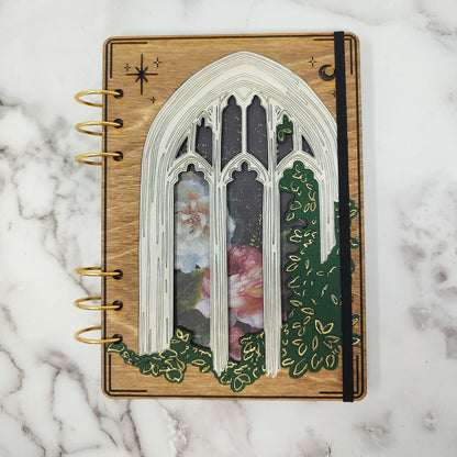 A5 Size - Ruins at Night Wooden Notebook