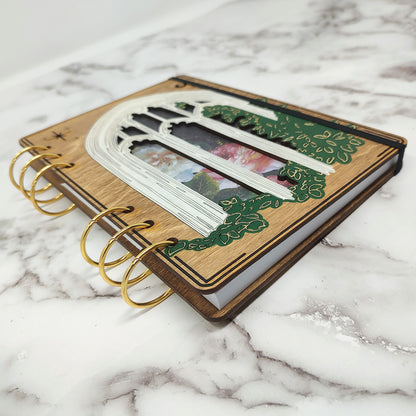 A5 Size - Ruins at Night Wooden Notebook
