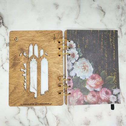 A5 Size - Ruins at Night Wooden Notebook
