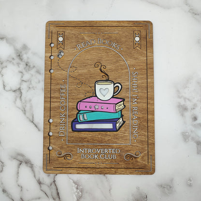 A5 Size - Introverted Book Club Wooden Notebook