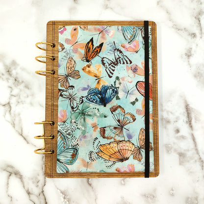 A5 Size - Butterfly Fabric Covered Wooden Notebook