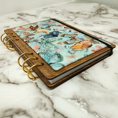 A5 Size - Butterfly Fabric Covered Wooden Notebook