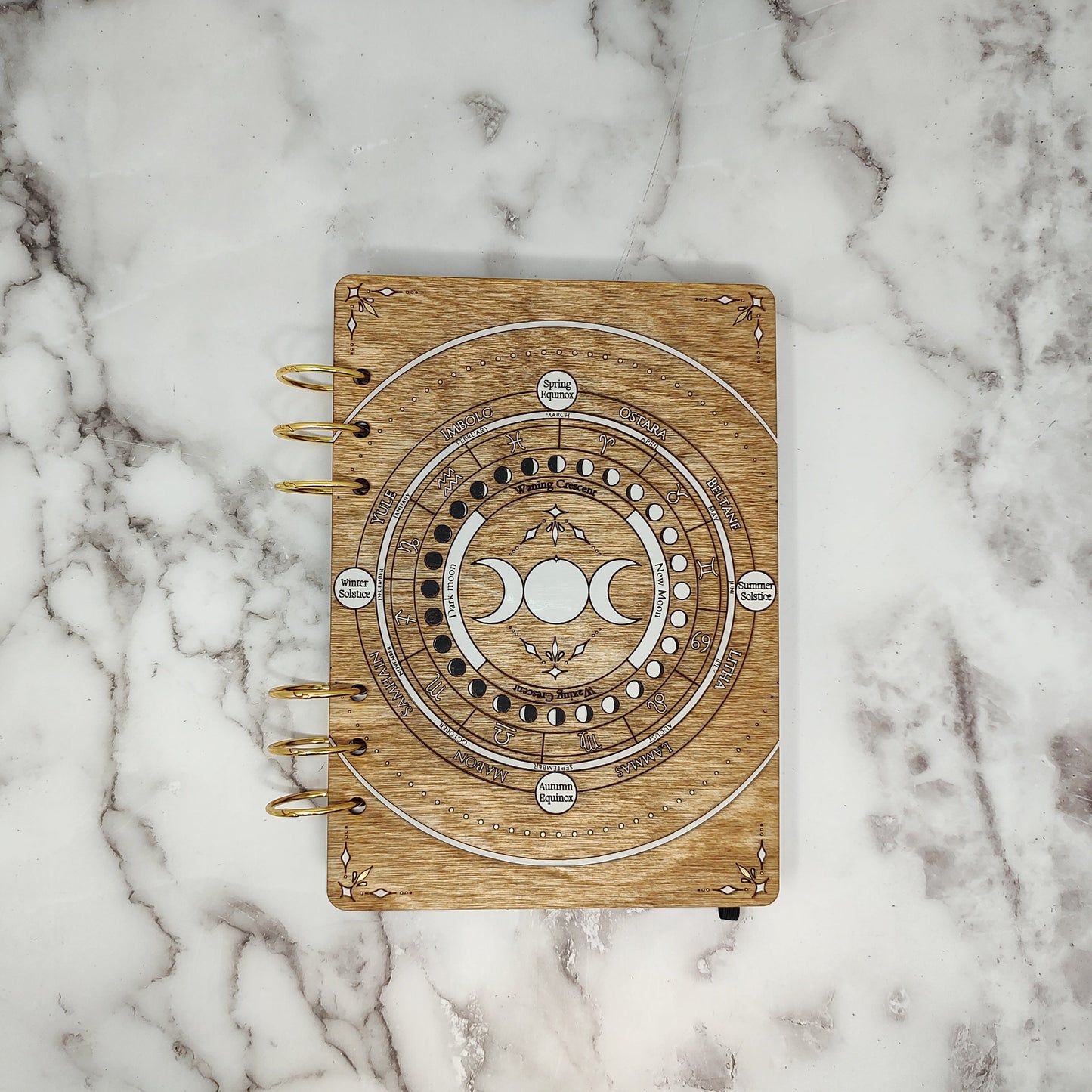 A5 Size -  Wiccan Calendar Wooden Notebook