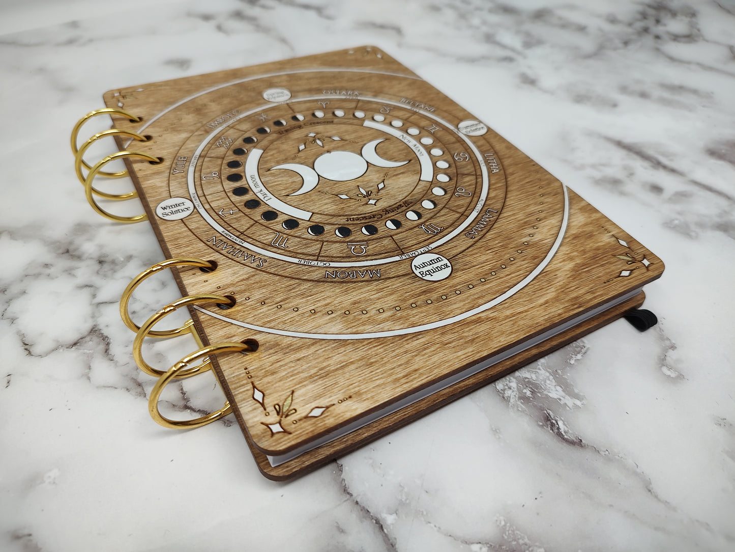 A5 Size -  Wiccan Calendar Wooden Notebook