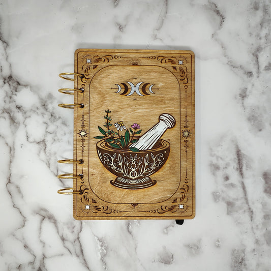 A5 Size -  Mortar and Pestel Wooden Notebook