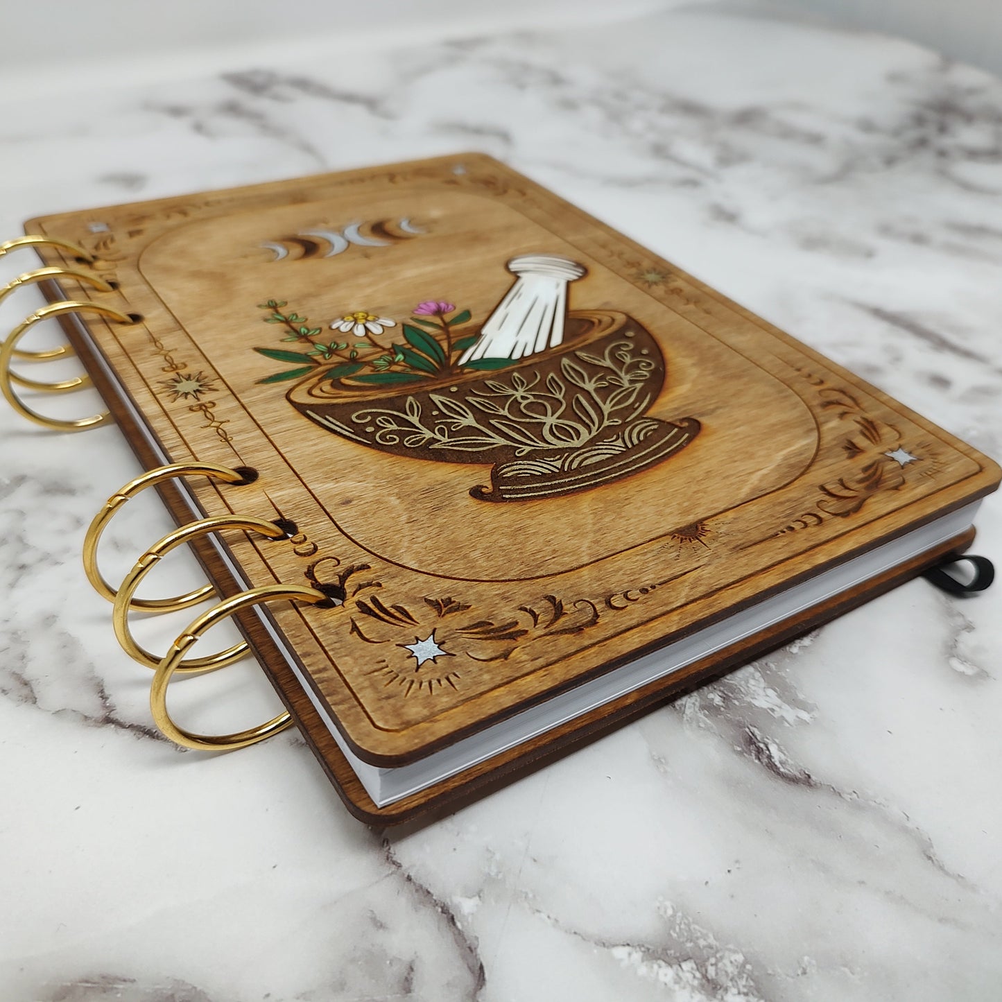 A5 Size -  Mortar and Pestel Wooden Notebook