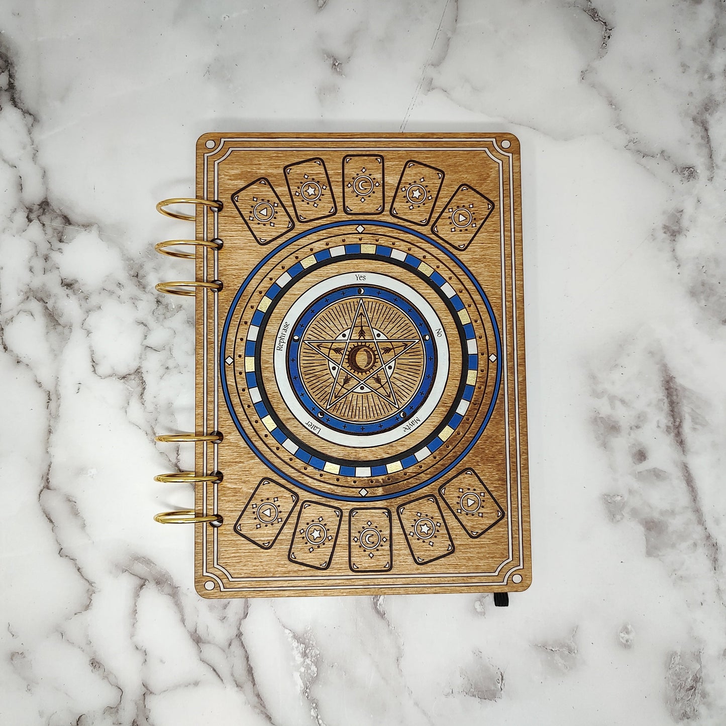 A5 Size -  Divination Themed Wooden Notebook