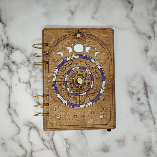 A5 Size -  Astrology Calendar Wooden Notebook