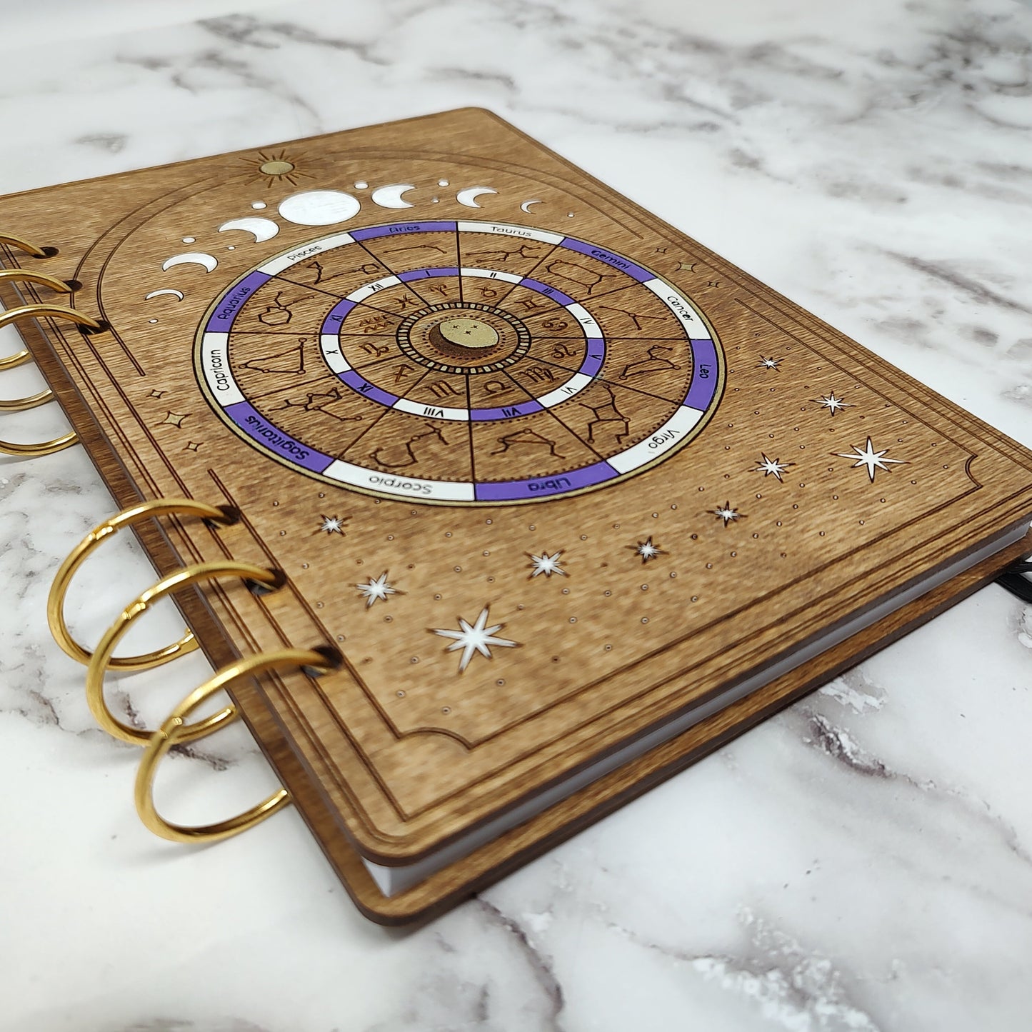 A5 Size -  Astrology Calendar Wooden Notebook