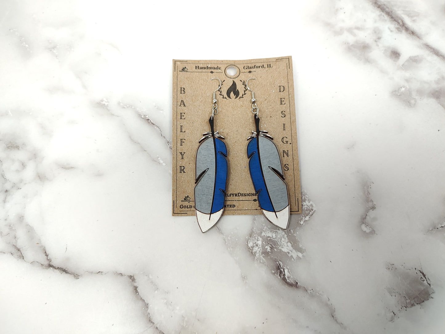 Mallard Duck Feather Wooden Earrings