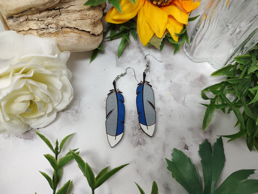 Mallard Duck Feather Wooden Earrings