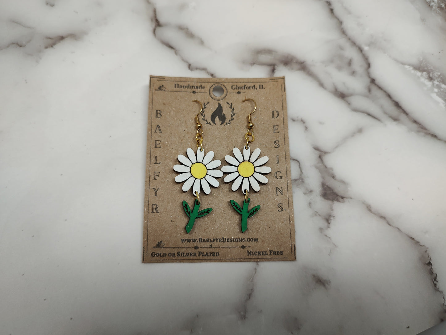 Daisy with Stem Earrings