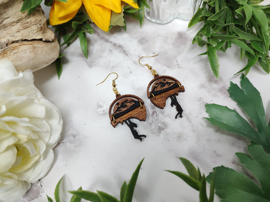 Mountain Climber Wooden Earrings