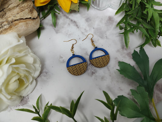 Blue Cutout Herringbone Earrings