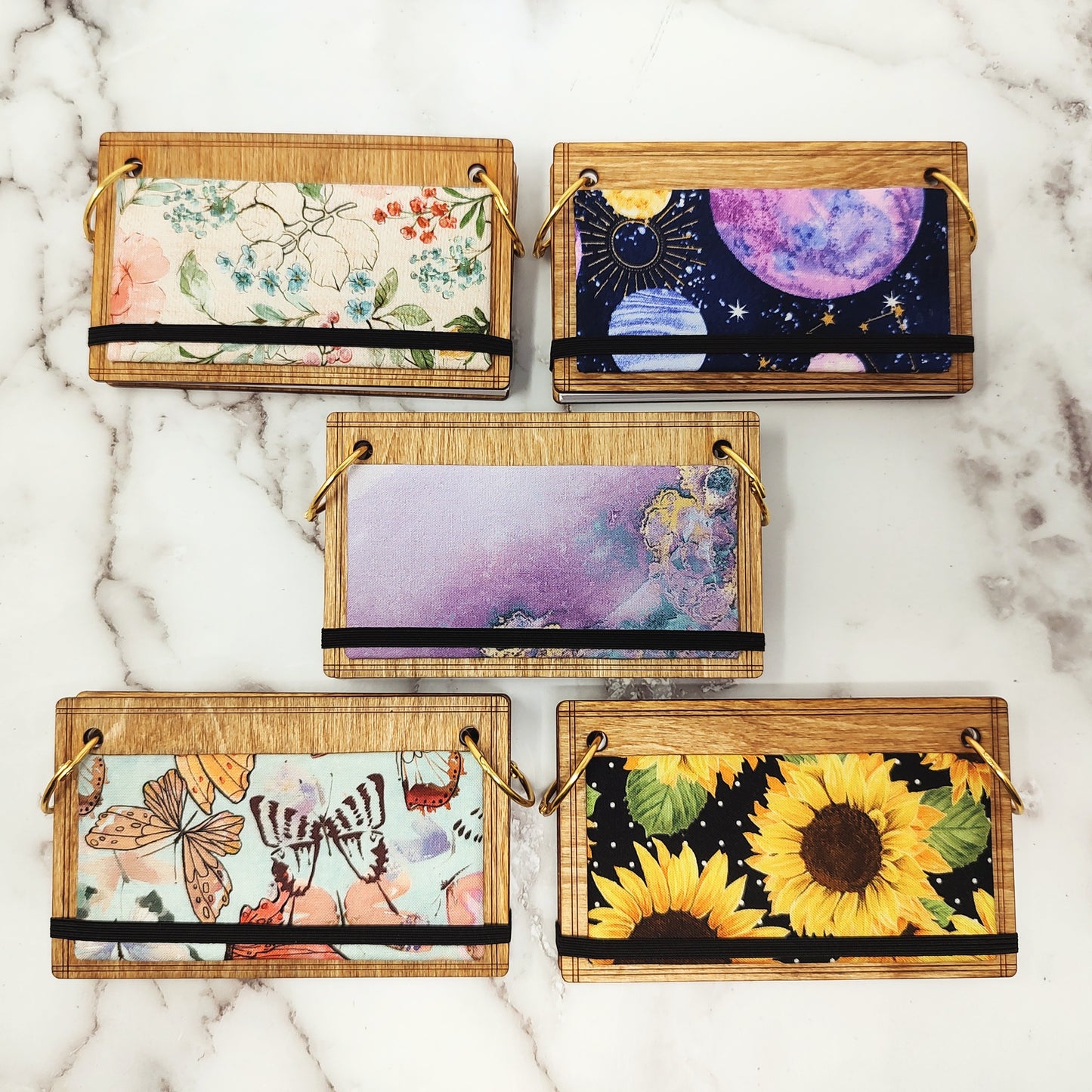 Fabric Index Card Wooden Notebooks