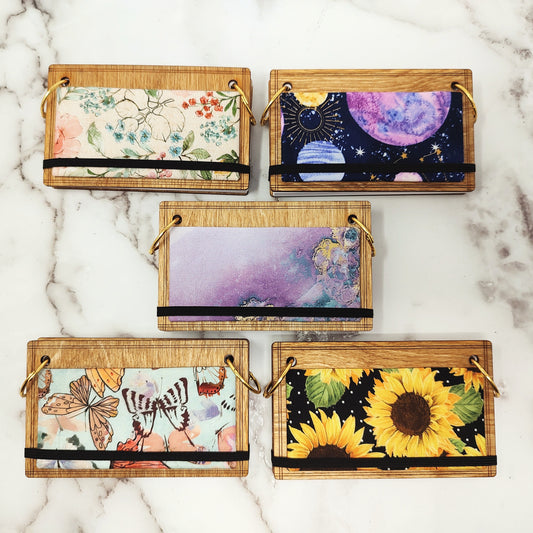 Fabric Index Card Wooden Notebooks