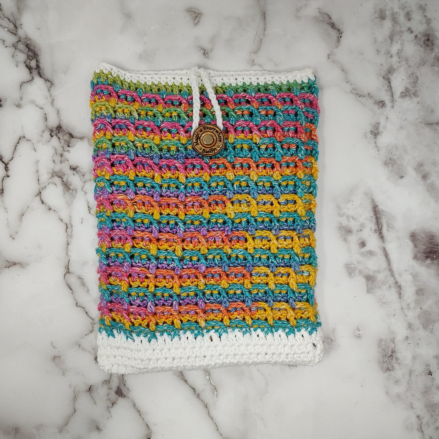 Vertical Variegated Waffle Stitch Crochet Book Sleeve