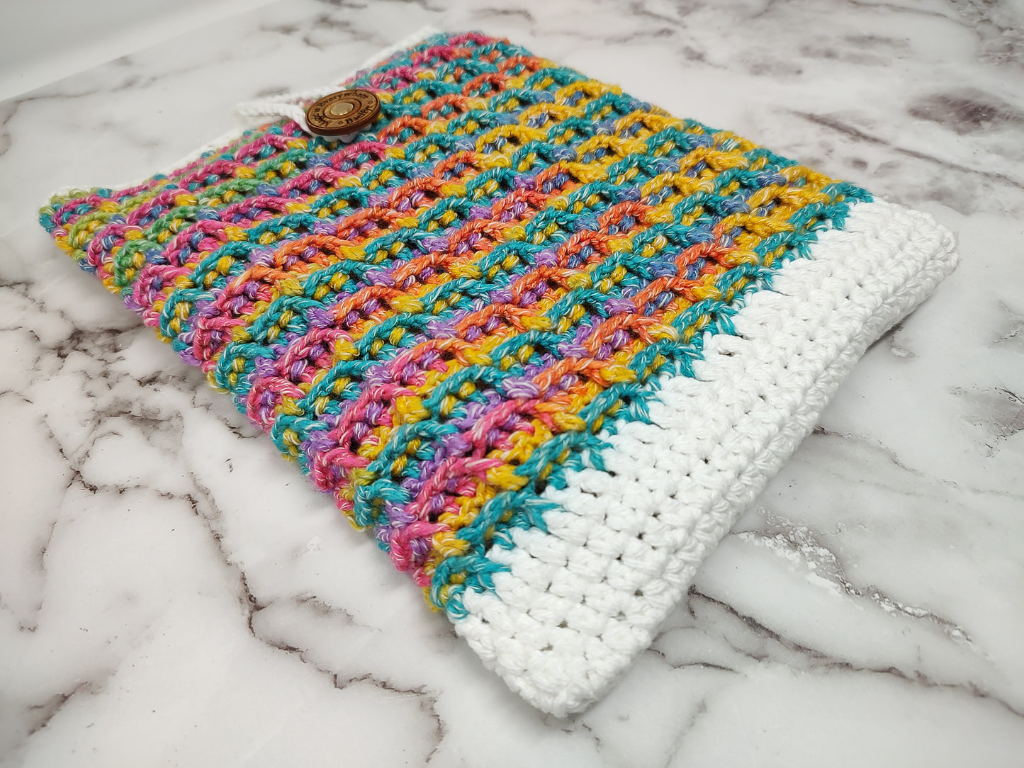 Vertical Variegated Waffle Stitch Crochet Book Sleeve