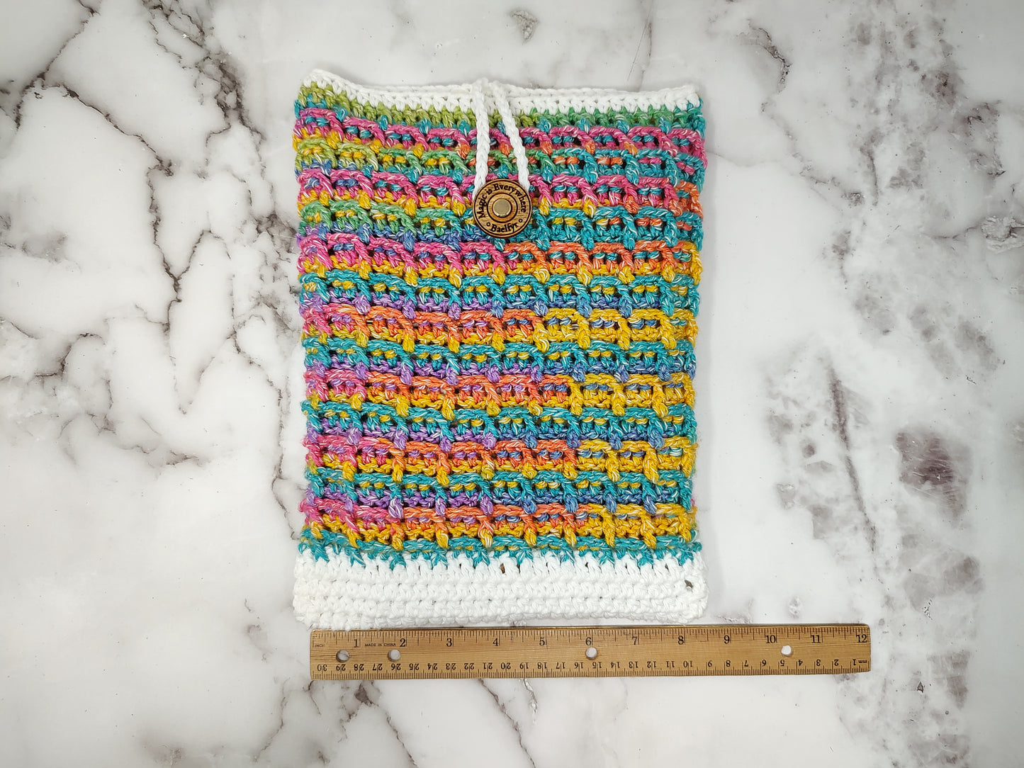 Vertical Variegated Waffle Stitch Crochet Book Sleeve