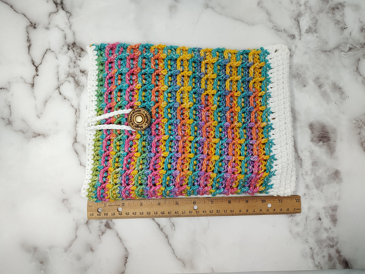 Vertical Variegated Waffle Stitch Crochet Book Sleeve