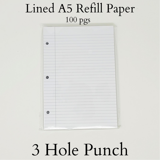3 Hole Punch - Lined A5 Refill Paper