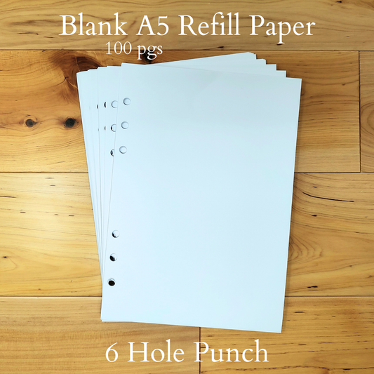 6 Hole Punch - Blank A5 Refill Paper