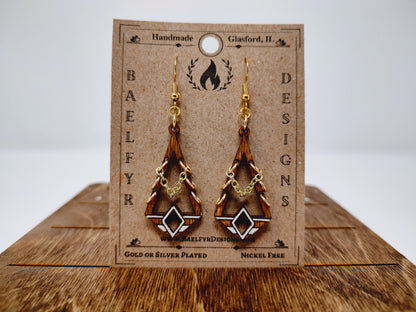 Geometric Diamond Wooden Earrings