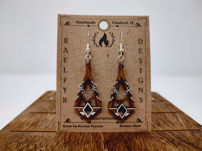 Geometric Diamond Wooden Earrings
