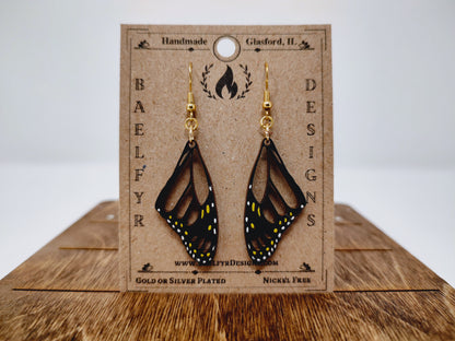 Monarch Butterfly Wing Wooden Earrings