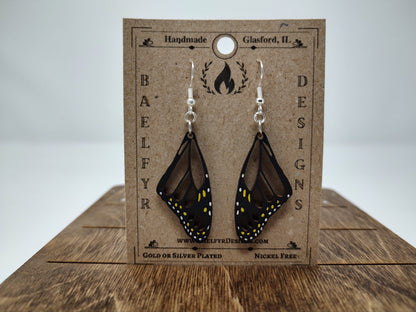 Monarch Butterfly Wing Wooden Earrings