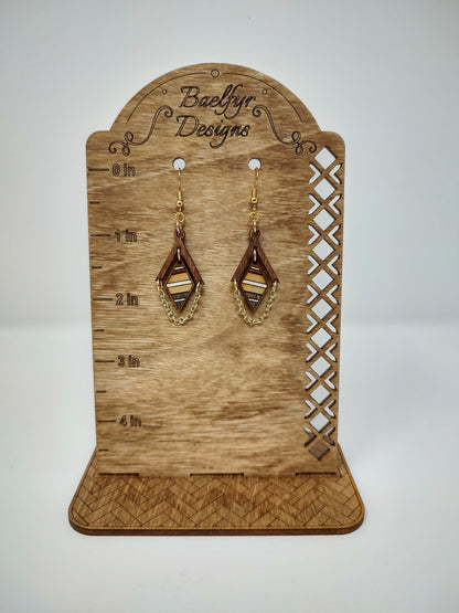 Geometric Diamond Dangle Wooden Earrings