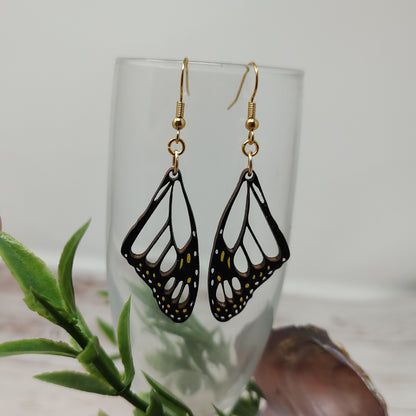 Monarch Butterfly Wing Wooden Earrings