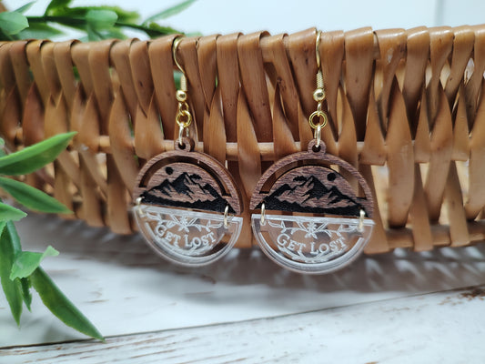 Mountain Get Lost Wooden and Acrylic Earrings