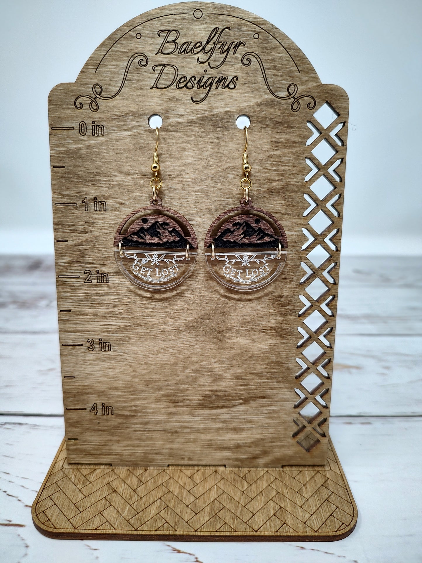 Mountain Get Lost Wooden and Acrylic Earrings