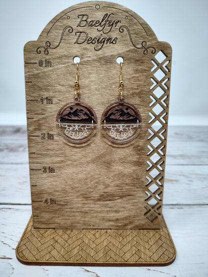 Mountain Get Lost Wooden and Acrylic Earrings