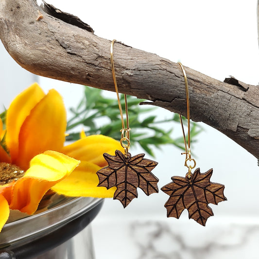Maple Leaf Wooden Earrings