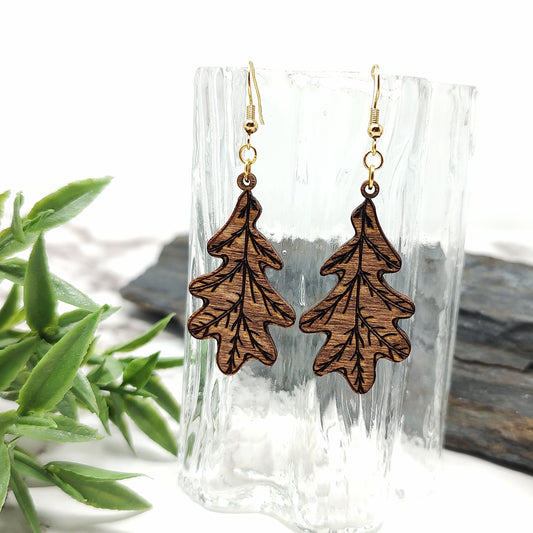 Oak Leaf Wooden Earrings