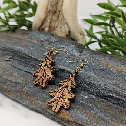 Oak Leaf Wooden Earrings