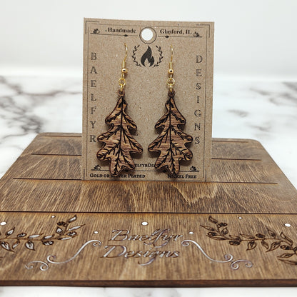 Oak Leaf Wooden Earrings