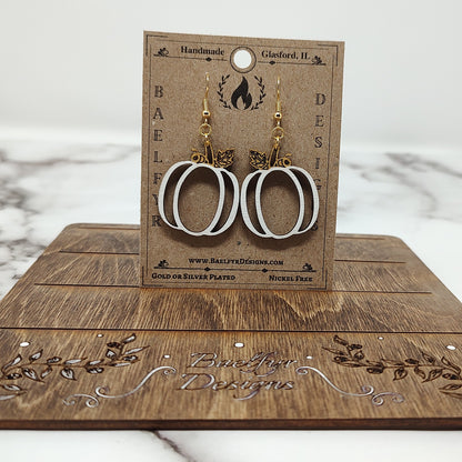 White Pumpkin Wooden Earrings
